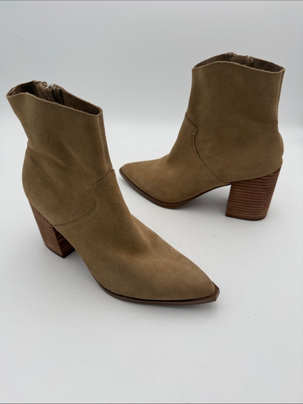 Steve Madden Tan Suede Pointed-Toe Ankle Boots women 9M festival retro Y2K